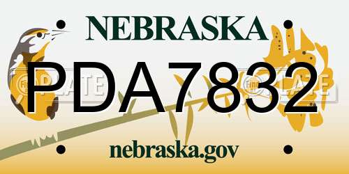 PDA7832 Nebraska License Plate