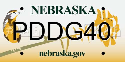 PDDG40 Nebraska License Plate