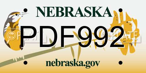 PDF992 Nebraska License Plate