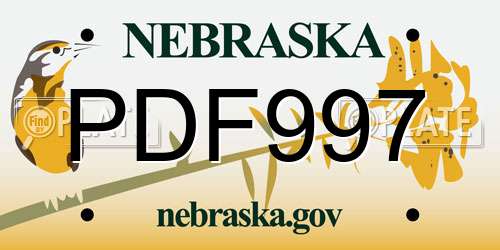 PDF997 Nebraska License Plate