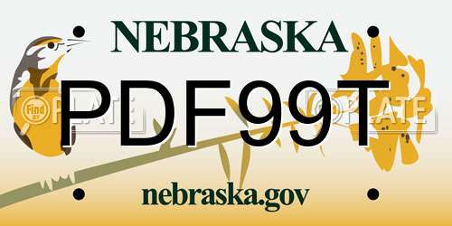 PDF99T Nebraska License Plate