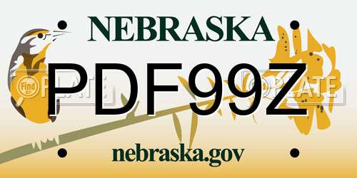 PDF99Z Nebraska License Plate