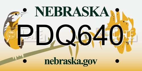 PDQ640 Nebraska License Plate