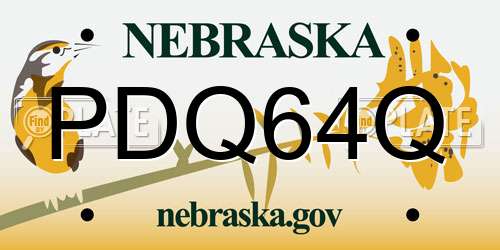 PDQ64Q Nebraska License Plate