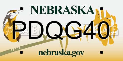 PDQG40 Nebraska License Plate