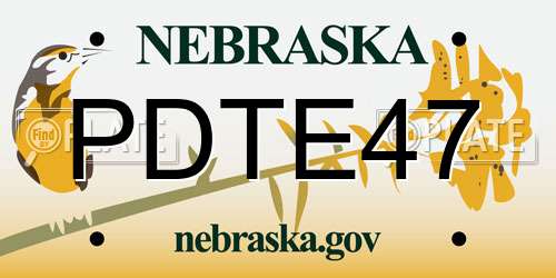 PDTE47 Nebraska License Plate