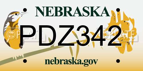 PDZ342 Nebraska License Plate