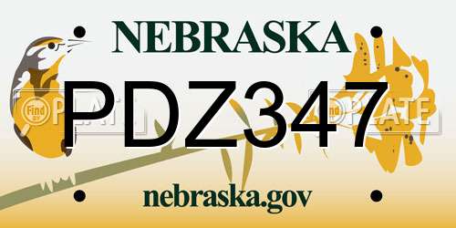 PDZ347 Nebraska License Plate