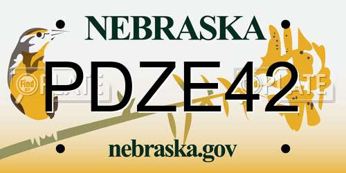 PDZE42 Nebraska License Plate