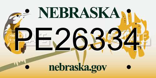 PE26334 Nebraska License Plate