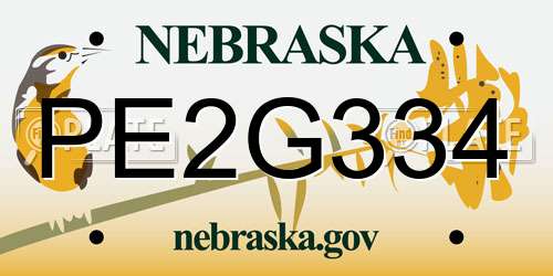 PE2G334 Nebraska License Plate