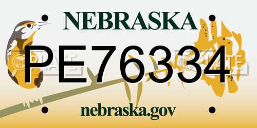PE76334 Nebraska License Plate