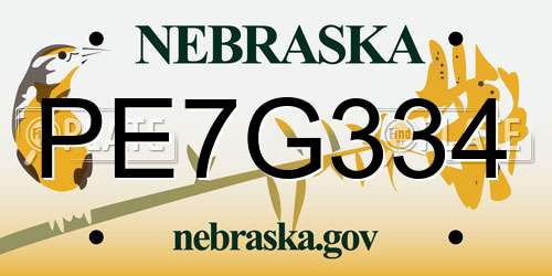 PE7G334 Nebraska License Plate