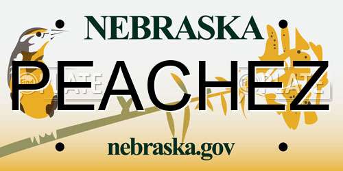 PEACHEZ Nebraska License Plate