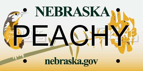 PEACHY Nebraska License Plate