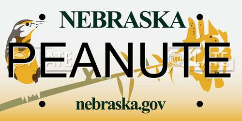 PEANUTE Nebraska License Plate