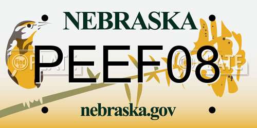 PEEF08 Nebraska License Plate