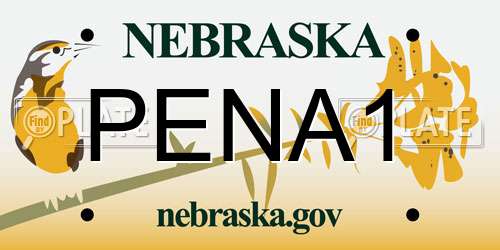 PENA1 Nebraska License Plate