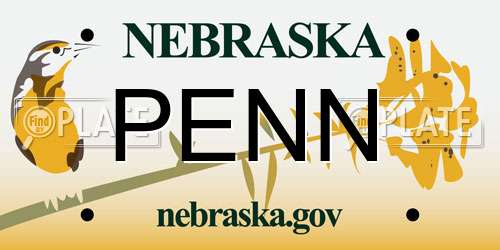 PENN Nebraska License Plate