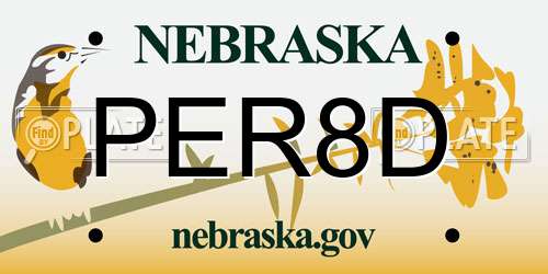 PER8D Nebraska License Plate