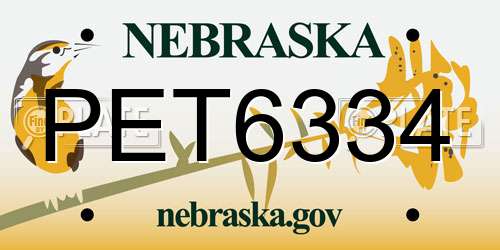 PET6334 Nebraska License Plate