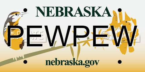 PEWPEW Nebraska License Plate