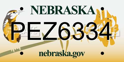 PEZ6334 Nebraska License Plate