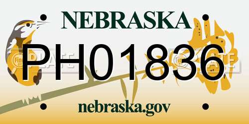 PH01836 Nebraska License Plate