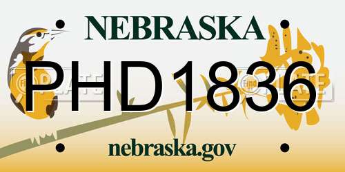 PHD1836 Nebraska License Plate