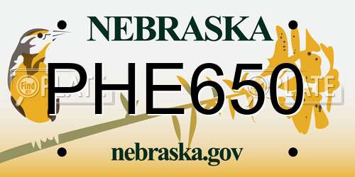 PHE650 Nebraska License Plate
