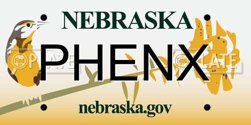 PHENX Nebraska License Plate