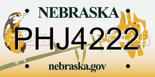 PHJ4222 Nebraska License Plate