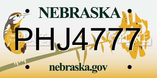 PHJ4777 Nebraska License Plate