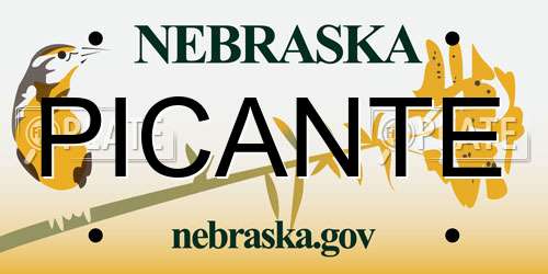 PICANTE Nebraska License Plate