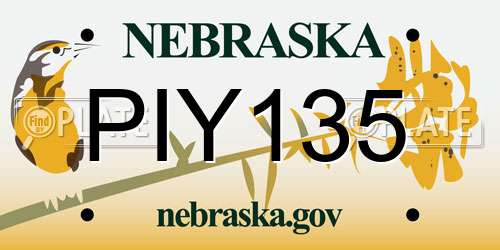 PIY135 Nebraska License Plate