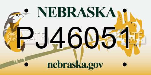 PJ46051 Nebraska License Plate