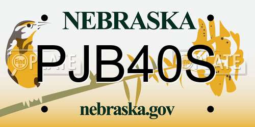 PJB40S Nebraska License Plate