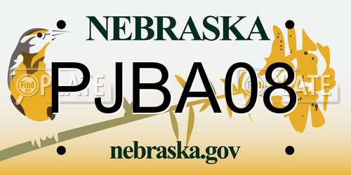 PJBA08 Nebraska License Plate