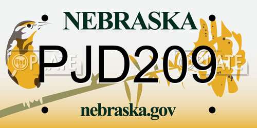 PJD209 Nebraska License Plate