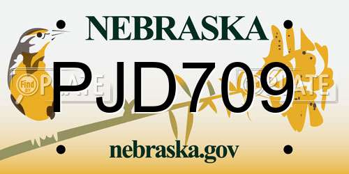 PJD709 Nebraska License Plate