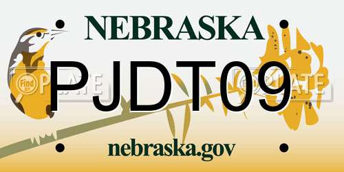 PJDT09 Nebraska License Plate
