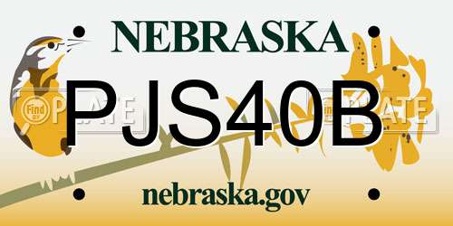 PJS40B Nebraska License Plate