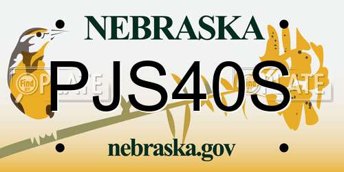 PJS40S Nebraska License Plate