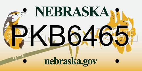 PKB6465 Nebraska License Plate