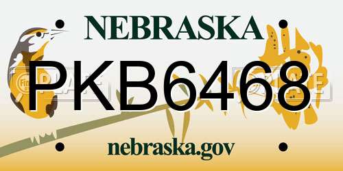 PKB6468 Nebraska License Plate