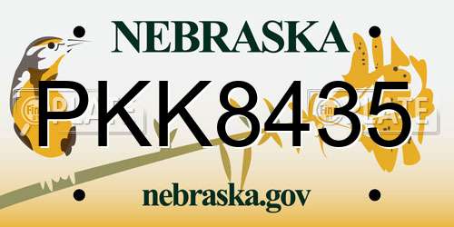 PKK8435 Nebraska License Plate