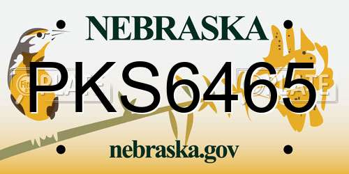 PKS6465 Nebraska License Plate
