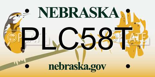 PLC58T Nebraska License Plate