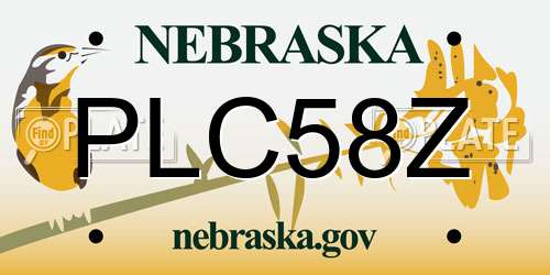 PLC58Z Nebraska License Plate