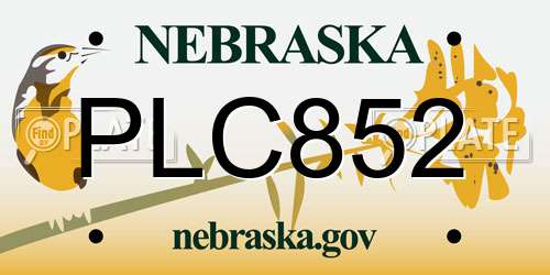 PLC852 Nebraska License Plate